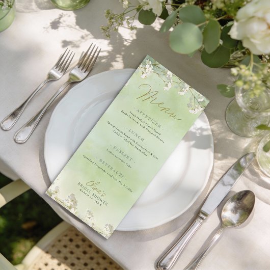 Green Wildflower Bridal Shower Menu メニュー