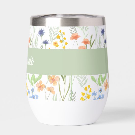 Green Wildflower Watercolor Monogram Name (背面)