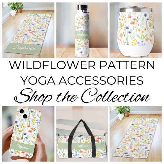 Green Wildflower Watercolor Monogram Name