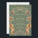 Green Wildflower Wedding 招待状<br><div class="desc">This stylish & elegant boho arch wedding invitation features gorgeous hand-painted watercolor wildflowers arranged as a lovely frame.</div>
