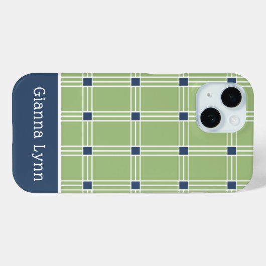 Green Windowpane Plaid Monogram Case-Mate iPhoneケース (裏面 (横))