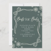 Green Winter Coquette Books for Baby Sign 招待状 (正面)