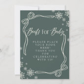 Green Winter Coquette Books for Baby Sign 招待状 (裏面)