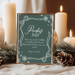 Green Winter Coquette Pacifier Hunt Baby Shower 招待状