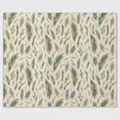 Green Winter Foliage Kraft ラッピングペーパー (フラット)