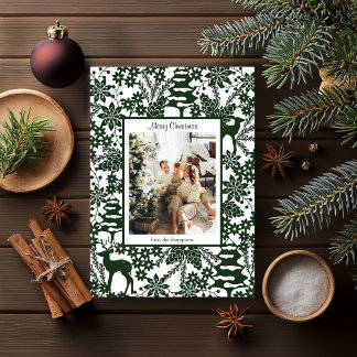 Green Winter Forest One Photo Christmas Card シーズンカード