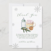 Green Winter Snowflake S'more Cookie Baby Shower サンキューカード (正面)