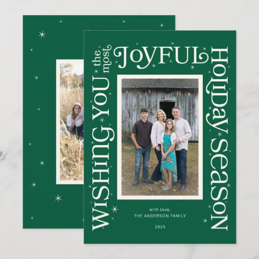 Green Wishing You the Most Joyful Season シーズンカード (正面/裏面)