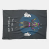 Green Witch and Ghosts Halloween Party キッチンタオル (横)