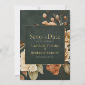 Green Witch Floral Save the Date Card セーブザデート (正面)
