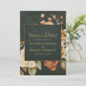 Green Witch Floral Save the Date Card セーブザデート (スタンド正面)