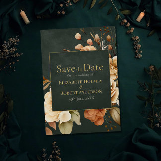 Green Witch Floral Save the Date Card セーブザデート