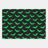 Green Witch, Skull and Bat Halloween Patterns ラッピングペーパーシート (正面3)