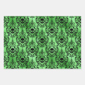 Green Witch, Skull and Bat Halloween Patterns ラッピングペーパーシート (正面2)