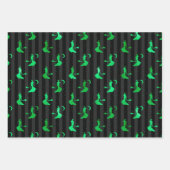 Green Witch, Skull and Bat Halloween Patterns ラッピングペーパーシート (正面)