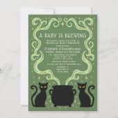 Green Witchy Baby is Brewing Baby Shower  招待状 (正面)
