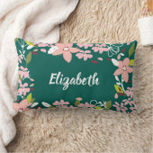 Green with Pink Flowers Personalized ランバークッション (ブランケット)