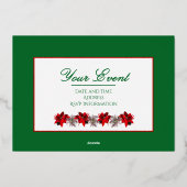 Green With Red Poinsettias Foil Invitation 箔招待状 (裏面)