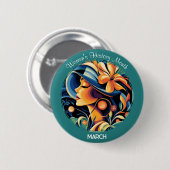 Green Women's History Month 缶バッジ (正面&裏面)