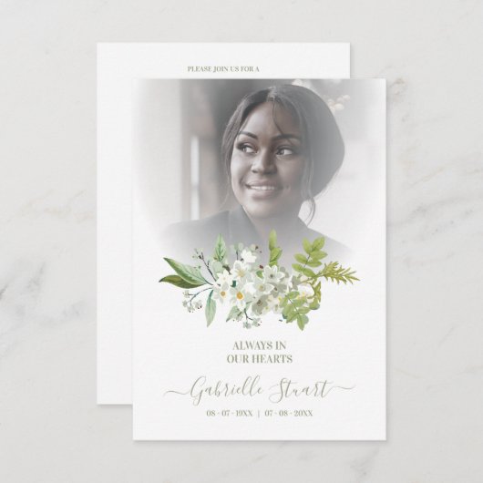 Green Wreath Photo Funeral Service Dear Ones (正面/裏面)