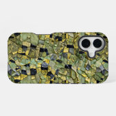 Green Yellow Alligator Crocodile Dragon Leather iPhone 16ケース (裏面横)