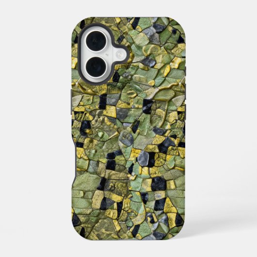 Green Yellow Alligator Crocodile Dragon Leather iPhone 16ケース (裏面)