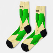 Green Yellow Art Deco Design Socks ソックス (左)