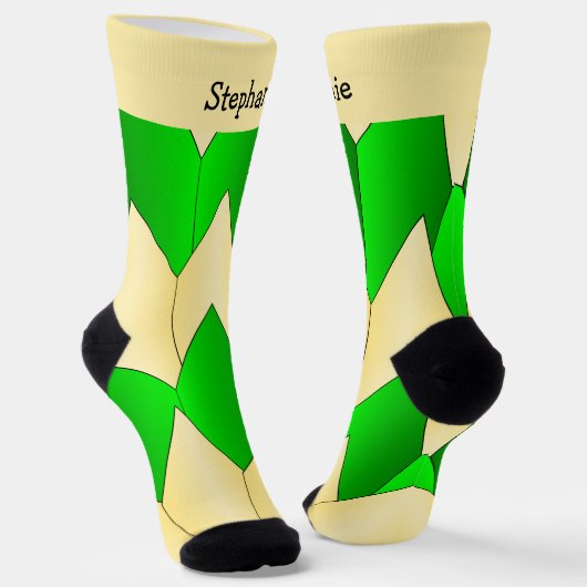 Green Yellow Art Deco Design Socks ソックス (傾斜あり)