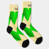 Green Yellow Art Deco Design Socks ソックス (右)