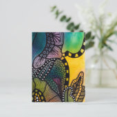 Green Yellow Botanical Abstract Postcard ポストカード (スタンド正面)