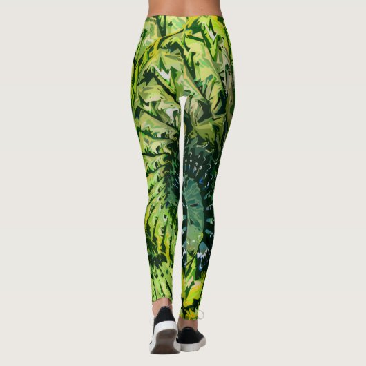 Green Yellow Fractal Art Leggings レギンス (裏面)