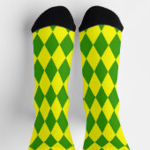 Green Yellow Harlequin Checkered Design  ソックス (上部)