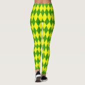 Green Yellow Harlequin Checkered Design レギンス (裏面)