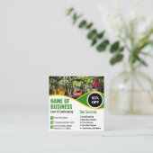 Green Yellow Lawn Mower Landscaping Service スクエア名刺 (スタンド正面)