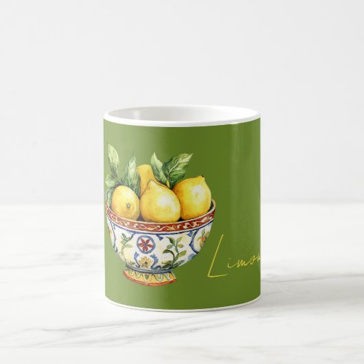 Green Yellow Lemons Italian Bowl コーヒーマグカップ (中央)