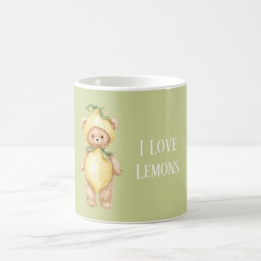 Green Yellow Lemons Teddy Bear コーヒーマグカップ (中央)