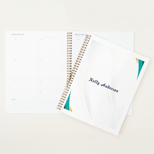 Green & Yellow Modern Pattern with Custom Sign プランナー手帳 (ディスプレー)