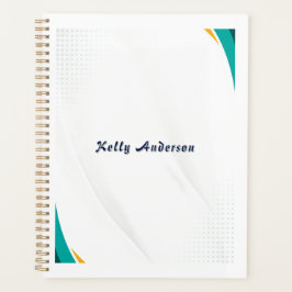 Green & Yellow Modern Pattern with Custom Sign プランナー手帳