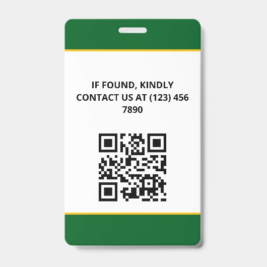 Green Yellow Photo & Logo Press ID QR Code バッジ (裏面)