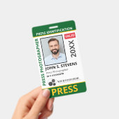 Green Yellow Photo & Logo Press ID QR Code バッジ (手持ち)