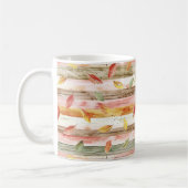 Green Yellow Red Pink Fall Leaves Stripes コーヒーマグカップ (左)