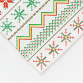 Green-Yellow-Red Pixel knit Pattern フリースブランケット (角)