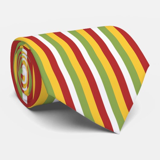 Green Yellow Red Stripes ネクタイ (ロール)
