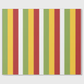 Green Yellow Red Stripes ラッピングペーパー (フラット)