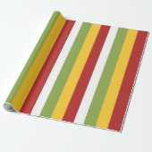 Green Yellow Red Stripes ラッピングペーパー (アンロールド)