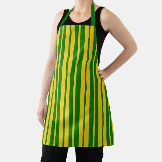 Green Yellow Stylish Stripes Pattern Design  エプロン (インサイチュ)