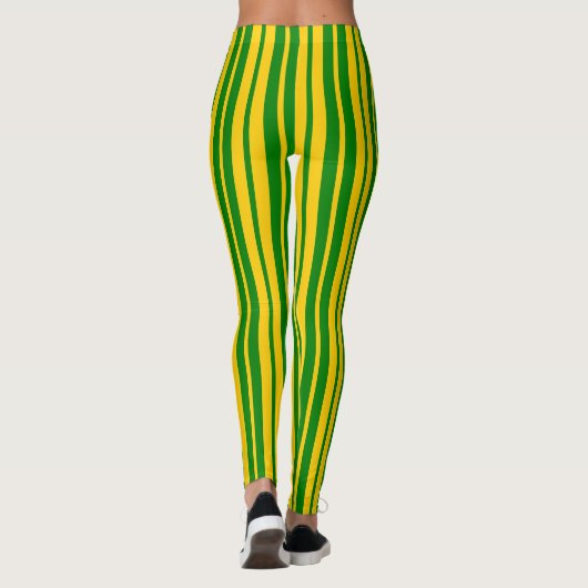 Green Yellow Stylish Stripes Pattern Design  レギンス (裏面)