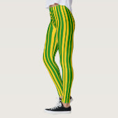 Green Yellow Stylish Stripes Pattern Design  レギンス (左)