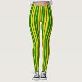 Green Yellow Stylish Stripes Pattern Design  レギンス (正面)