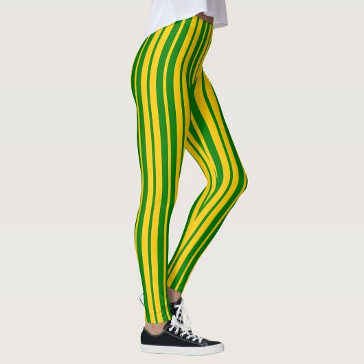 Green Yellow Stylish Stripes Pattern Design  レギンス